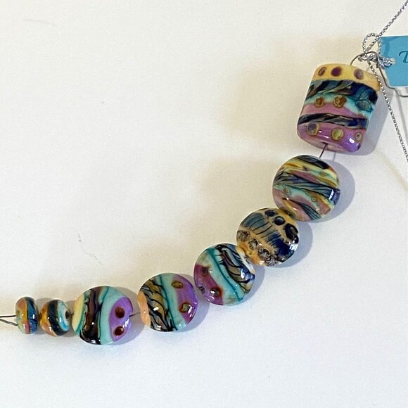 Lot of 8 Artisan Lampwork Beads Turquoise, Lavender, Ivory - Handmade in USA - Picture 1 of 7